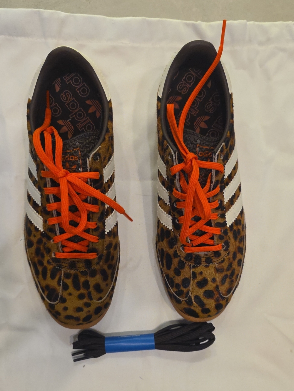 adidas Kids Leopard Print Sneakers with Orange Laces